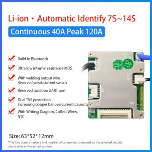 BMS JBD Li-ion 7S-14S Bluetooth 40A