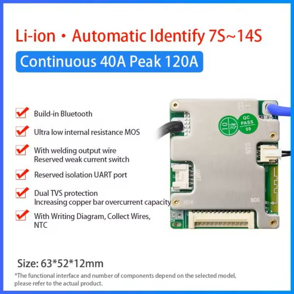 BMS JBD Li-ion 7S-14S Bluetooth 40A